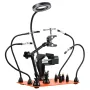 VEVOR Magnetic Helping Hands Loddestation, 4-arms tredjehåndsværktøj, med skruestik, 3X LED-forstørrelseslampe, 4 PCB-holder &