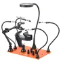 VEVOR Magnetic Helping Hands Loddestation, 4-arms tredjehåndsværktøj, med skruestik, 3X LED-forstørrelseslampe, 4 PCB-holder &