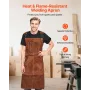 VEVOR Leather Welding Work Apron, Heavy Duty Cowhide Flame Resistant Welding Apron, Heat-Resistant Blacksmith Welder Aprons with