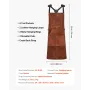 Leather Welding Work Apron, Heavy Duty Cowhide Flame Resistant Welding Apron, Heat-Resistant Blacksmith Welder Aprons with 6 Too