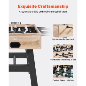 VEVOR Foosball Table, 140 cm Standard Size Table, Indoor Full Size Foosball Tables for Home, Family, and Game Room, Durable Socc