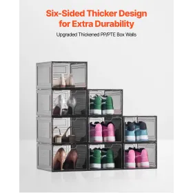 Shoe Storage Boxes, 9 Pack Clear Stackable Shoe Boxes Storage Organizers with Magnetic Door, Fit up to US Size 13, Plastic Sneak