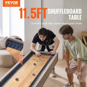 Shuffleboard Table, 11.5 ft Shuffleboard for Family Game Rooms, 2 in 1 Shuffleboard and Bowling Combo Game Set, with Scratch-Res