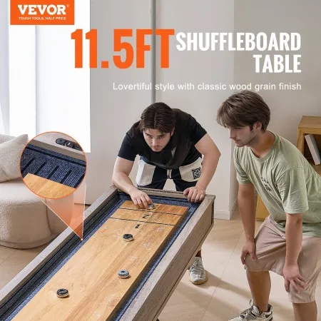 Shuffleboard Table, 11.5 ft Shuffleboard for Family Game Rooms, 2 in 1 Shuffleboard and Bowling Combo Game Set, with Scratch-Res