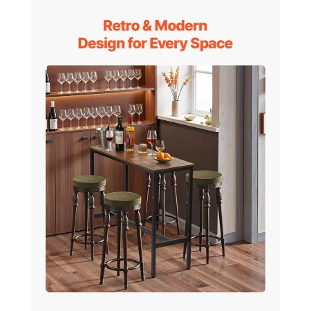Bar Table, Sturdy Metal Frame High Top Pub Table, Narrow Long Kitchen Dining, Cocktail Counter Bar Height Desk, Easy to Assemble