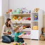 Kids legetøjsopbevaring og bogreol, 4-lags stor