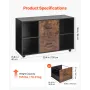 2 Drawer Wooden File Cabinet, Mobile Filing Cabinet with Open Shelves, Lateral Rolling File Storage with Lockable Wheels, Modern
