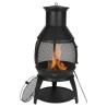 22 tommer chiminea udendørs jern pejs med grill mesh & skorstenfrakke