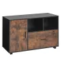 Wood File Cabinet, Mobile Filing Cabinet with Open Shelves, Lockable Lateral Rolling File Storage with Adjustable Shelves, Free 