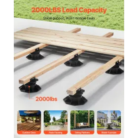 VEVOR Deck Blocks 12 PCS, 2000lbs / 907.18kg Load Capacity Deck Support Plastic Pedestal Paver, Raising 2.36 - 5.31 inch / 60 - 