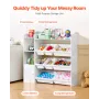 VEVOR Kids Toy Storage and Bookshelf, 4-Tier Toy Storage Organizer with 8 Flexible Plastic Bins, Kids Cubby Cabinet with Bookshe