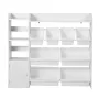 Kids Toy Storage and Bookshelf, 4-Tier Toy Storage Organizer with 8 Flexible Plastic Bins, Kids Cubby Cabinet with Bookshelf for
