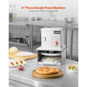 Electric Pizza Dough Press Machine, 6 inch Pizza Pastry Press Plate, Stainless Steel Bread Presser, Adjustable Thickness Commerc