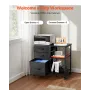 Metal File Cabinet, Mobile Filing Cabinet with 3 Fabric Drawers and 2 Open Shelves, Wooden Vertical Filing Storage Cabinets with