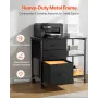 Metal File Cabinet, Mobile Filing Cabinet with 3 Fabric Drawers and 2 Open Shelves, Wooden Vertical Filing Storage Cabinets with