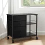 Metal File Cabinet, Mobile Filing Cabinet with 3 Fabric Drawers and 2 Open Shelves, Wooden Vertical Filing Storage Cabinets with