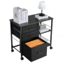 Metal File Cabinet, Mobile Filing Cabinet with 3 Fabric Drawers and 2 Open Shelves, Wooden Vertical Filing Storage Cabinets with