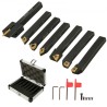 Indexable Carbide Tools 1/4" Industrial Lathe Tools 7Pcs/Set Turning Tool Set Super-hard 40cr Mental Lathe Tools Inserts