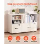 2 Drawer Wooden File Cabinet, Mobile Filing Cabinet with Open Shelves, Lockable Lateral Rolling File Storage with Adjustable She