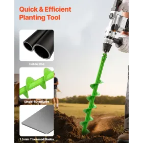 VEVOR sneglebor til plantning, 80 x 790 mm spiralbor, kompatibel med 20 mm ID drevbor, kraftig løgplantemaskine