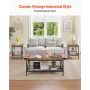 3 Pieces Living Room Table Sets, 105 cm Industrial Coffee Table with 2 Square End Side Tables, Easy Assembly Coffee and End Tabl