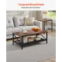 3 Pieces Living Room Table Sets, 105 cm Industrial Coffee Table with 2 Square End Side Tables, Easy Assembly Coffee and End Tabl