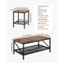 3 Pieces Living Room Table Sets, 105 cm Industrial Coffee Table with 2 Square End Side Tables, Easy Assembly Coffee and End Tabl