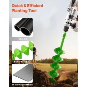 VEVOR Auger Drill Bit for Planting, 150 x 800 mm Spiral Drill Bit, Compatible with 20mm ID Drive Drills, Heavy Duty Bulb Planter