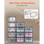 VEVOR Shoe Storage Boxes, 12 Pack Stackable Shoe Boxes Storage Organizers, Fit up to US Size 11, Plastic Modular Space Saving Sn