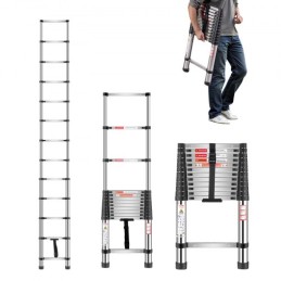 Telescoping Ladder Stainless Steel Extension Step 12.5ft Portable Ladders