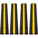 4 pakke med 1-kanals gummi kabelbeskytter ramper kraftig 18000 kg belastning kapacitet kablet ledningskord rampe hastighed bump