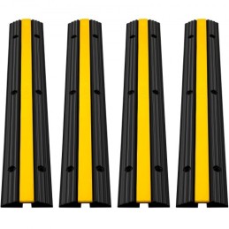 4 Pack of 1-Channel Rubber Cable Protector Ramps Heavy Duty 18000Lbs Load Capacity Cable Wire Cord Cover Ramp Speed Bump