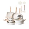 19 Piece Pots and Pans Set Granite Nonstick Kitchen Cookware White