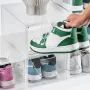 Shoe Storage Boxes, 6 Pack Clear Stackable Shoe Boxes Storage Organizers with Magnetic Door, Fit up to US Size 13, Plastic Sneak
