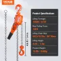 Manual Lever Chain Hoist, 3/4 Ton 748 kg Capacity 1.5m Come Along, G80 Galvanized Carbon Steel with Weston Double-Pawl Brake, Au