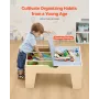 VEVOR Multi-Purpose Activity Play Table, 290 Building Bricks and 30-Piece Wooden Train Set Railway, Vehicles, Tracks and Accesso
