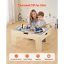 VEVOR Multi-Purpose Activity Play Table, 290 Building Bricks and 30-Piece Wooden Train Set Railway, Vehicles, Tracks and Accesso