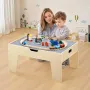 VEVOR Multi-Purpose Activity Play Table, 290 Building Bricks and 30-Piece Wooden Train Set Railway, Vehicles, Tracks and Accesso