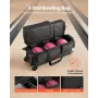 VEVOR Bowling Ball Bag, 3 Ball Double Roller Bowling Bag med hjul, med et separat rum til sko (op til US størrelse