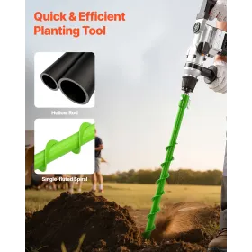 VEVOR Auger Drill Bit for Planting, 40 x 800 mm Spiral Drill Bit, Compatible with 20mm ID Drive Drills, Heavy Duty Bulb Planter 