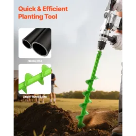 Auger Drill Bit for Planting, 60 x 800 mm Spiral Drill Bit, Compatible with 20mm ID Drive Drills, Heavy Duty Bulb Planter Tool, 