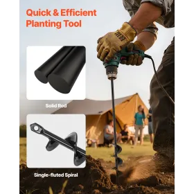 VEVOR sneglebor til plantning, 40 x 420 mm spiralbor, til 3/8" sekskantboremaskiner, kraftigt løgplanteværktøj, hul