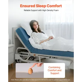 Hospital Bed Mattress, 159 kg Load Capacity, Long Term Care Pressure Redistribution Medical-Grade Foam Mattress, Waterproof for 