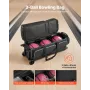 VEVOR Bowling Ball Bag, 3 Ball Double Roller Bowling Bag med hjul, med et separat rum til sko (op til US størrelse