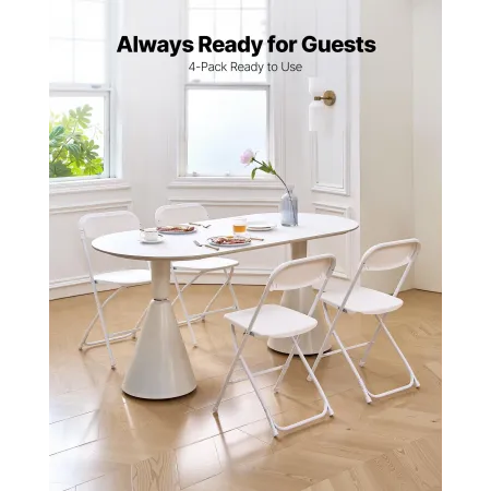 VEVOR 4 Pack Folding Chairs, Foldable Plastic Chairs with Heavy Duty Metal Frame, Portable Folding Card Table Chairs, Stackable 