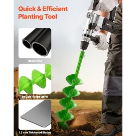 VEVOR Auger Drill Bit for Planting, 120 x 790 mm Spiral Drill Bit, Compatible with 20mm ID Drive Drills, Heavy Duty Bulb Planter