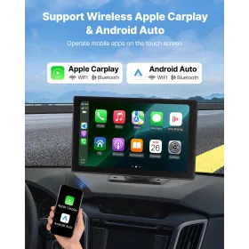 VEVOR trådløs bilstereo, 228,6 mm HD bærbar radio touchskærm kompatibel med Apple CarPlay og Android Auto, CarPlay-skærm m