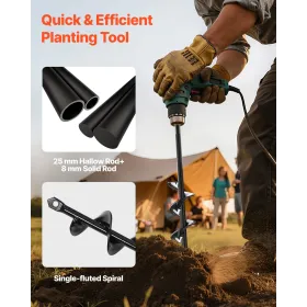 VEVOR sneglebor til plantning Sæt på 2, 40 x 220 mm & 80 x 300 mm, spiralbor til 3/8" sekskantboremaskiner, Heavy Duty B