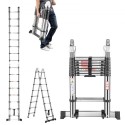 Telescoping Ladder A-Frame Stainless Steel 16.5 ft Extension Ladders