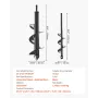 VEVOR Auger Drill Bit for Planting Set of 2, 40 x 220 mm & 80 x 300 mm, Spiral Drill Bit for 3/8" Hex Drive Drills, Heavy Duty B